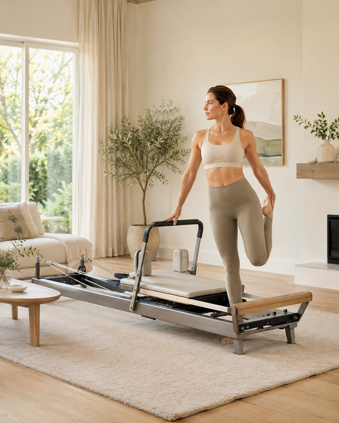 Pilates practice in a refined modern home